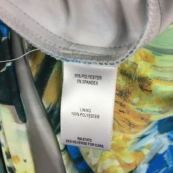 Taylor Blue Yellow Abstract Floral Flare Dress - Picture 5 of 5